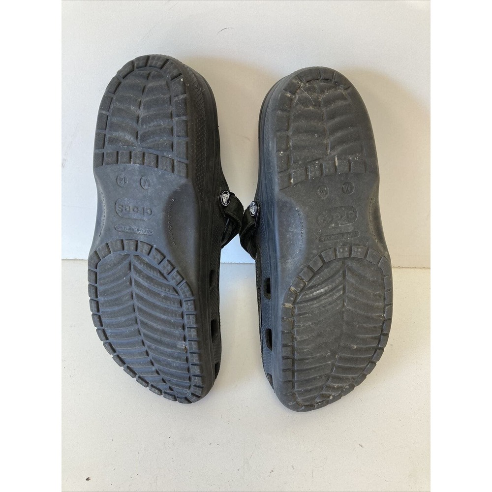 Crocs Yukon Mesa Clogs Black Leather Slingback Cut Out Split Toe Mens Sz 14 - Picture 8 of 8
